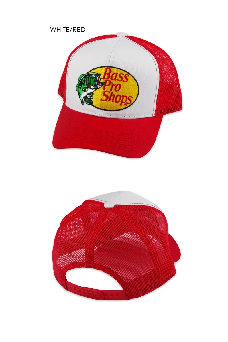 Bass Pro Shops バスプロショップス MESH TRUCKER CAP WHITE/RED