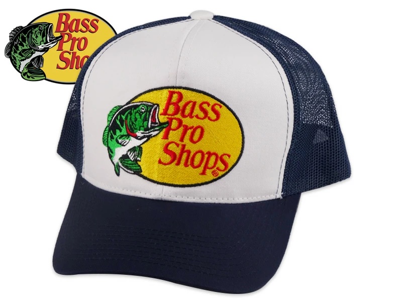 l*u様 Bass Pro Shops トラッカーキャップ ホワイト×ネイビー Bass Pro Shops バスプロショップス MESH TRUCKER CAP WHITE/NAVY