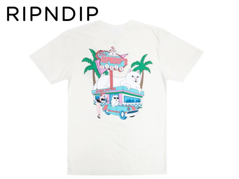 RIPNDIP【リップンディップ】Nerms Diner T-shirts Natural Tシャツ ナチュラル 20485