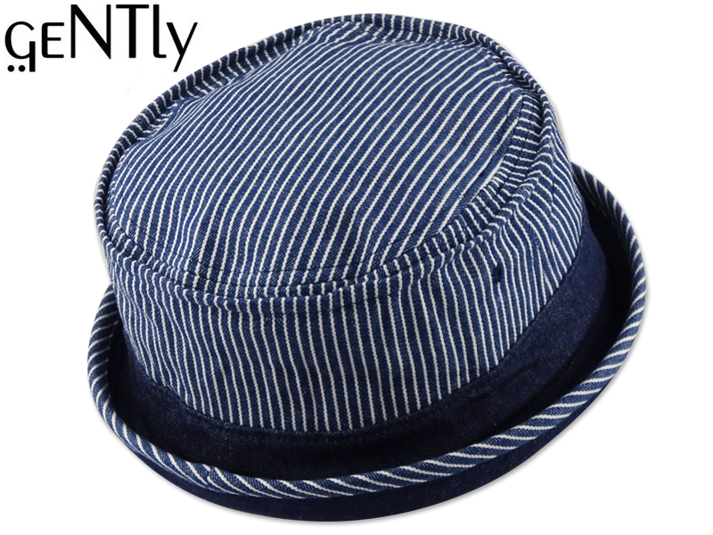 ポークパイハット PORK PIE HAT NAVY/WHITE ヒッコリー×デニム