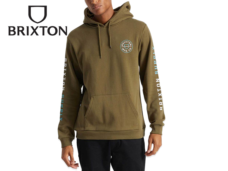 BRIXTON ブリクストン CREST HOOD MILITARY OLIVE/TEAL/WHITE パーカー