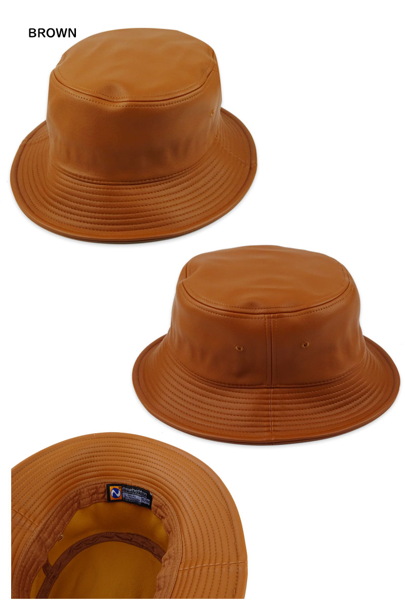 NEWHATTAN ニューハッタン PU LEATHER BUCKET HAT PUレザー