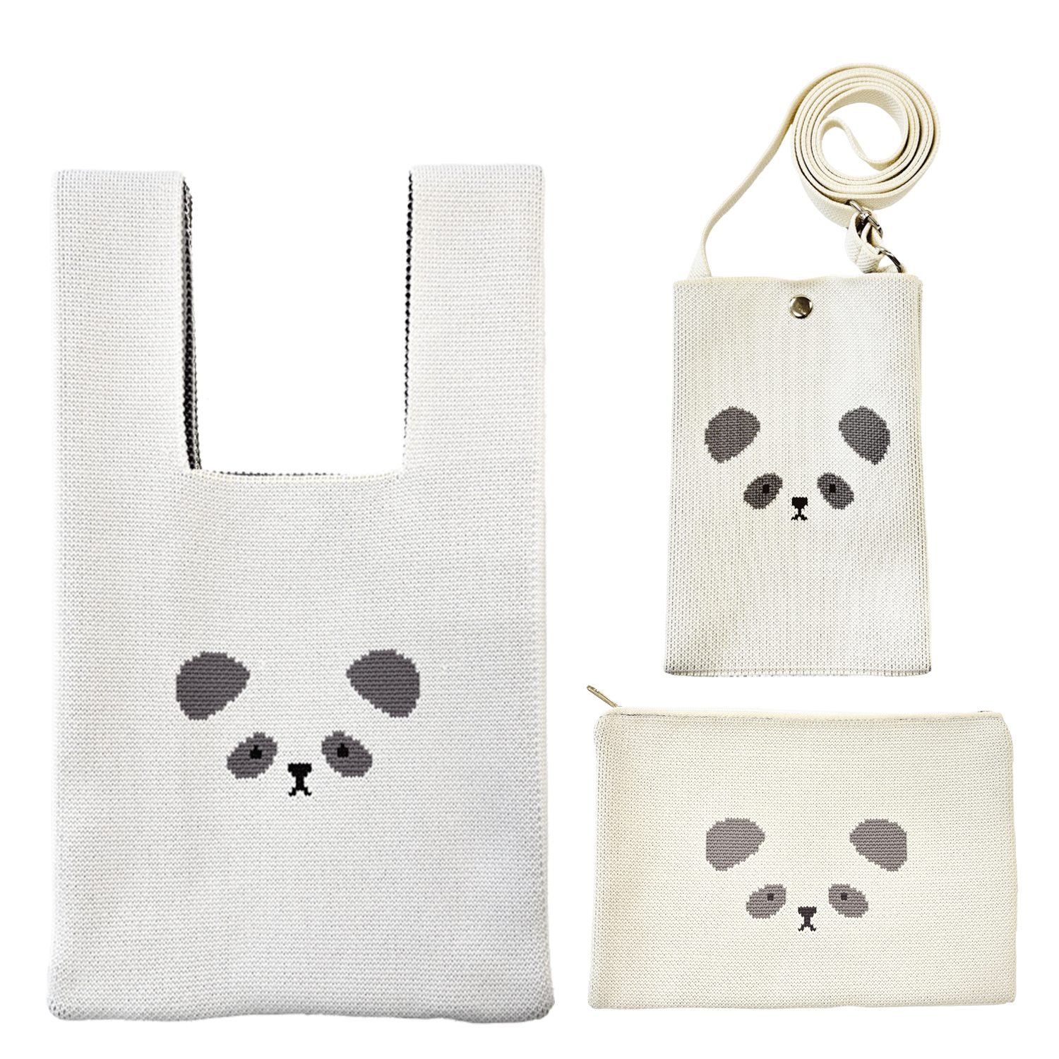 ニットバッグ ポーチ ショルダーバッグ セット 小物入れ 斜め