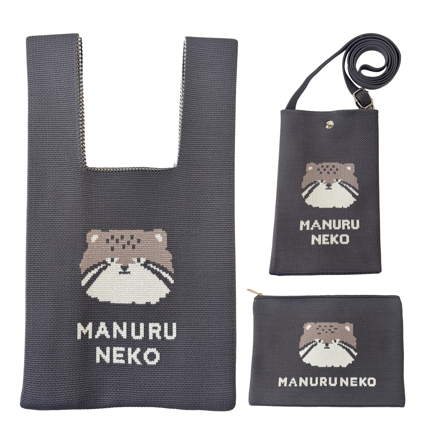 ニットバッグ ポーチ ショルダーバッグ セット 小物入れ 斜め掛け