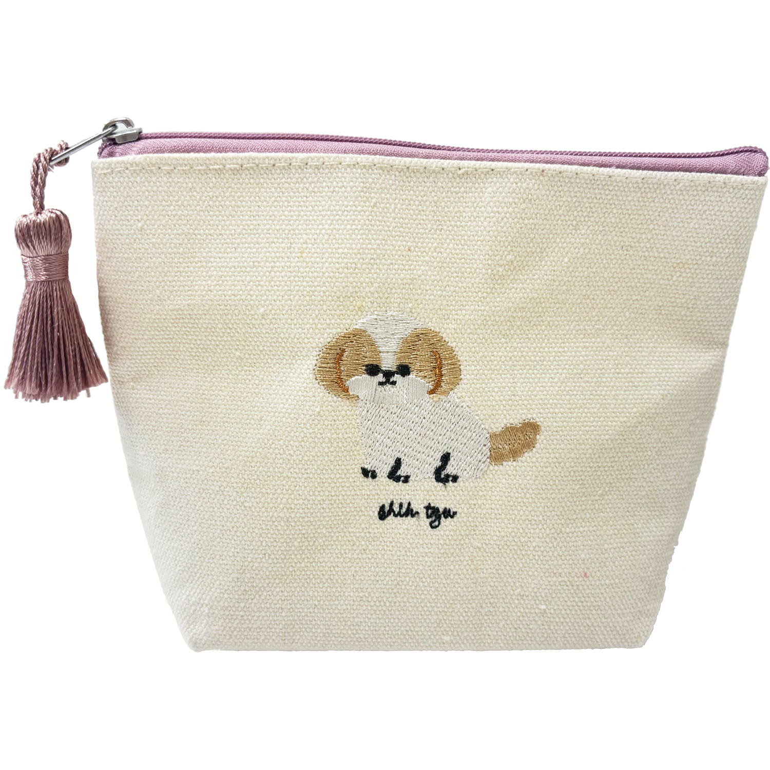 ミニポーチ アニマル刺繍 キャンバス 小物入れ レディース 猫 犬 パグ