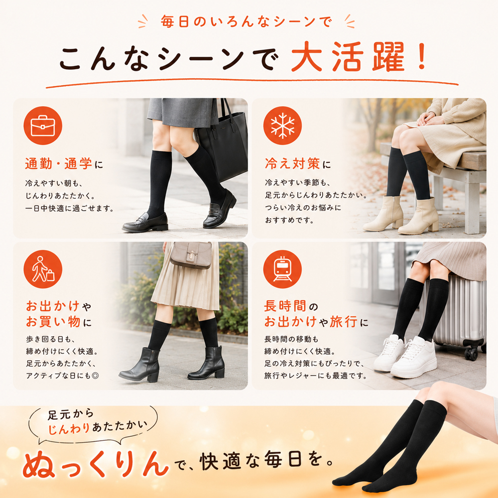 靴下 レディース 暖かい 黒 ハイソックス セット 3足ふくらはぎ 広め