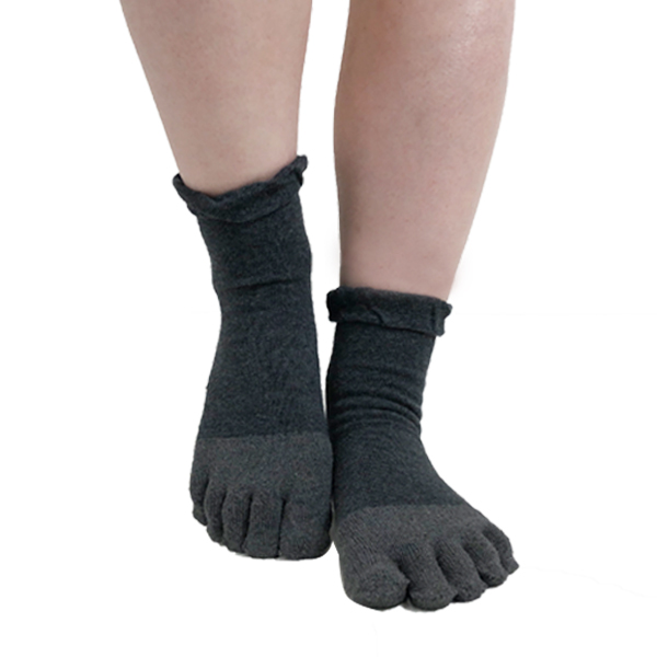 靴下 レディース 5本指 シルク 絹 つま先 はき口ゆったり 冷え取り クルー 無地 小さいサイズ ...