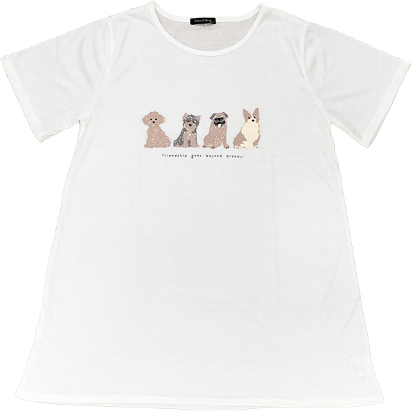 tシャツ レディース 半袖 ゆったり カジュアル チュニック 大人可愛い 動物 ネコ 犬 コーギー ...