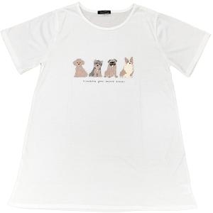 tシャツ レディース 半袖 ゆったり カジュアル チュニック 大人可愛い 動物 ネコ 犬 コーギー ...