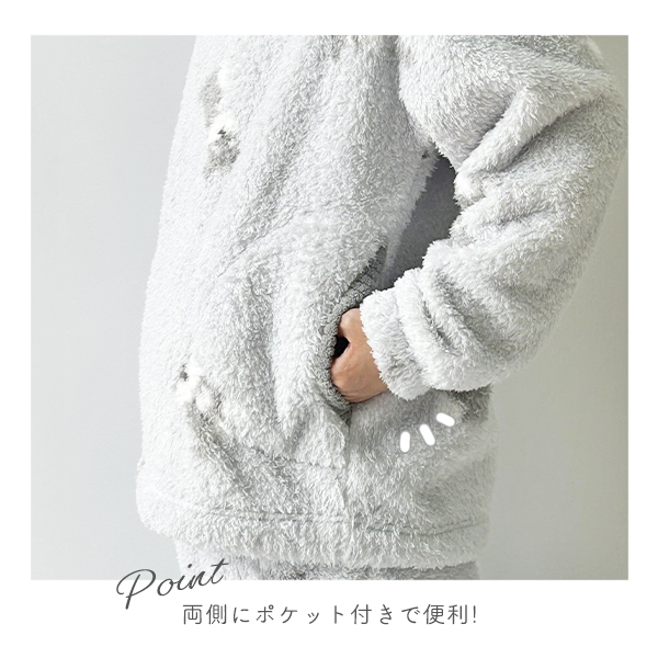 ルームウェア レディース 長袖 冬 もこもこ パジャマ 上下セット