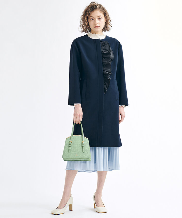 ナップボタ LANVIN ストライプデパートメントPayPayモール店 - 通販 - PayPayモール en Bleu（Wear）  ノーカラーフリルコート キーワード - souza.com.br