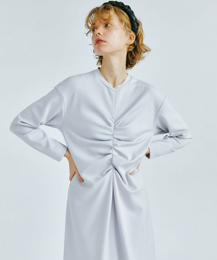 特価国産 LANVIN ストライプデパートメントPayPayモール店 - 通販 - PayPayモール en Bleu(Wear) フロントギャザーワンピース 在庫限定品
