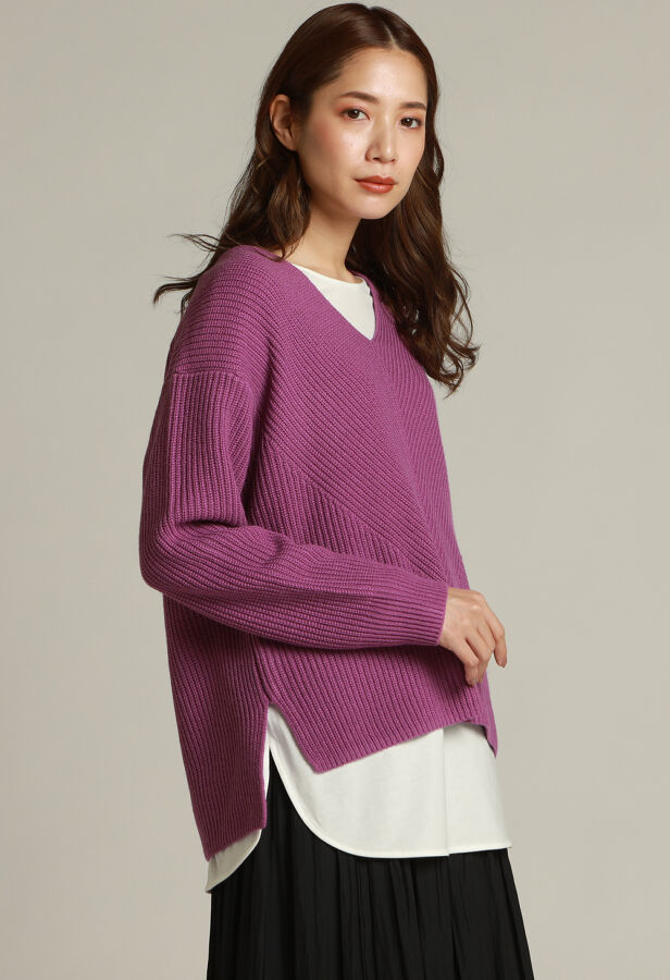 La F カットソーインナー付き Diding Vネックニット ストライプデパートメントpaypayモール店 通販 Paypayモール