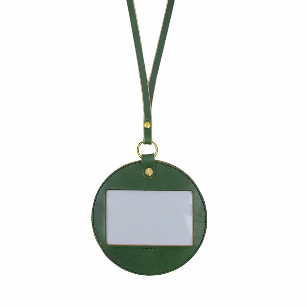 名入れ 刻印付き ヌメ革 丸型 IDケース ネームホルダー パスケース ネックストラップ レザー メッセージ 真鍮 ギフト |  | 02