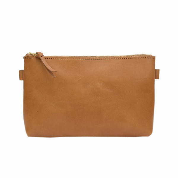 名入れ ヌメ革 ジッパー ポーチ シンプル 刻印付き 小物入れ 化粧ポーチ インナーバッグ ミニショルダー 薄手 柔らかい ギフト |  | 01