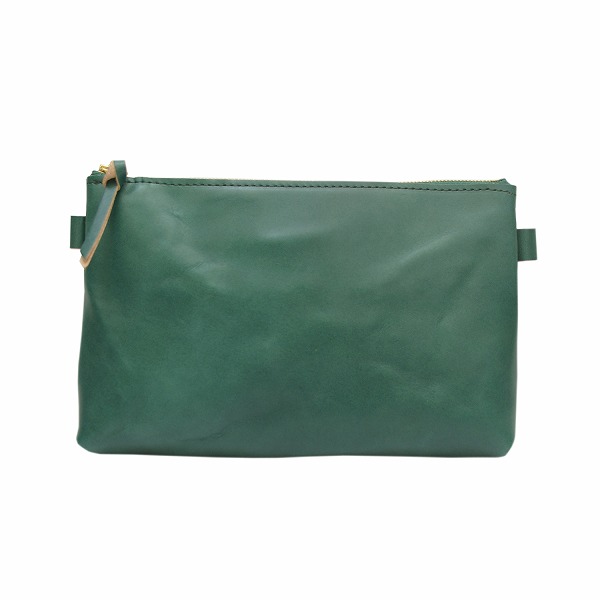 名入れ ヌメ革 ジッパー ポーチ シンプル 刻印付き 小物入れ 化粧ポーチ インナーバッグ ミニショルダー 薄手 柔らかい ギフト |  | 02