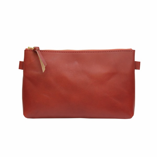 名入れ ヌメ革 ジッパー ポーチ シンプル 刻印付き 小物入れ 化粧ポーチ インナーバッグ ミニショルダー 薄手 柔らかい ギフト |  | 03