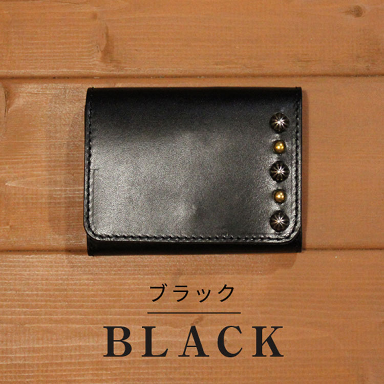 日本製 栃木レザー 財布 ファイブ USAスタッズ ウォレット 2
