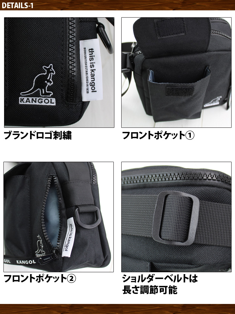 ROROHA刺繍 斜めバッグ KANGOL ショルダーバッグ サコッシュ 小さめ 斜めがけ