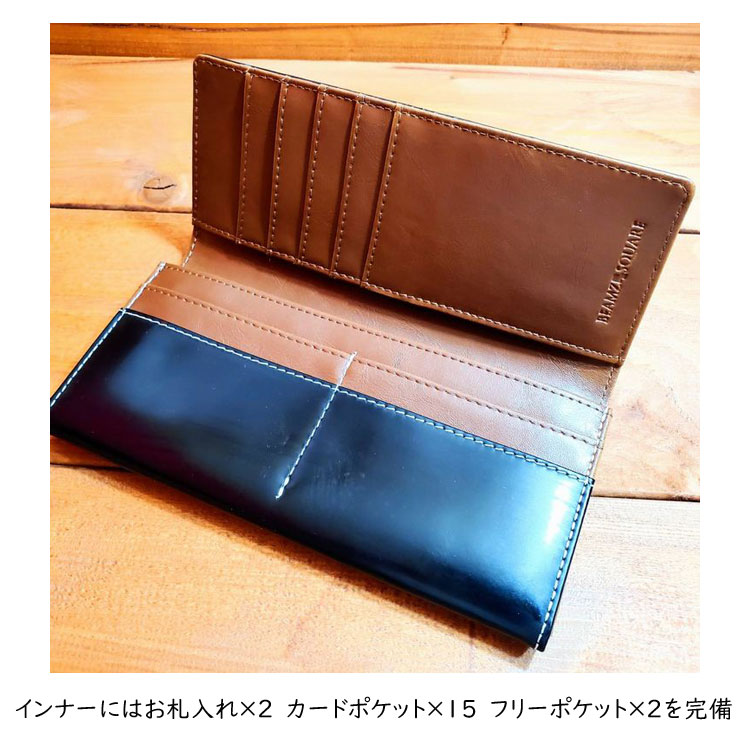 ホースレザー 長財布 ロング ウォレット 馬革 ブラックダイヤ 財布 本