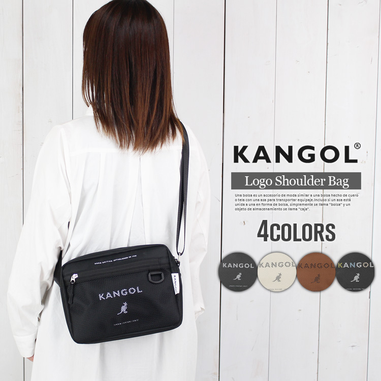 KANGOL 横型 ショルダーバッグ 軽量 サブバッグ 無地 シンプル メッシュポケット 通勤 通学 旅行 フェス アウトドア ストリート 誕生日 プレゼント｜studio-r｜03