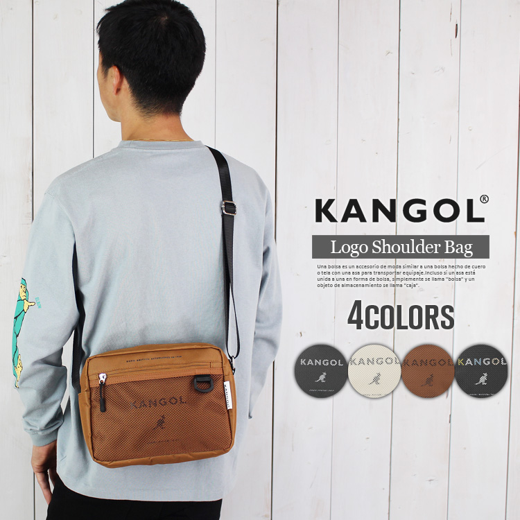 KANGOL 横型 ショルダーバッグ 軽量 サブバッグ 無地 シンプル メッシュポケット 通勤 通学...