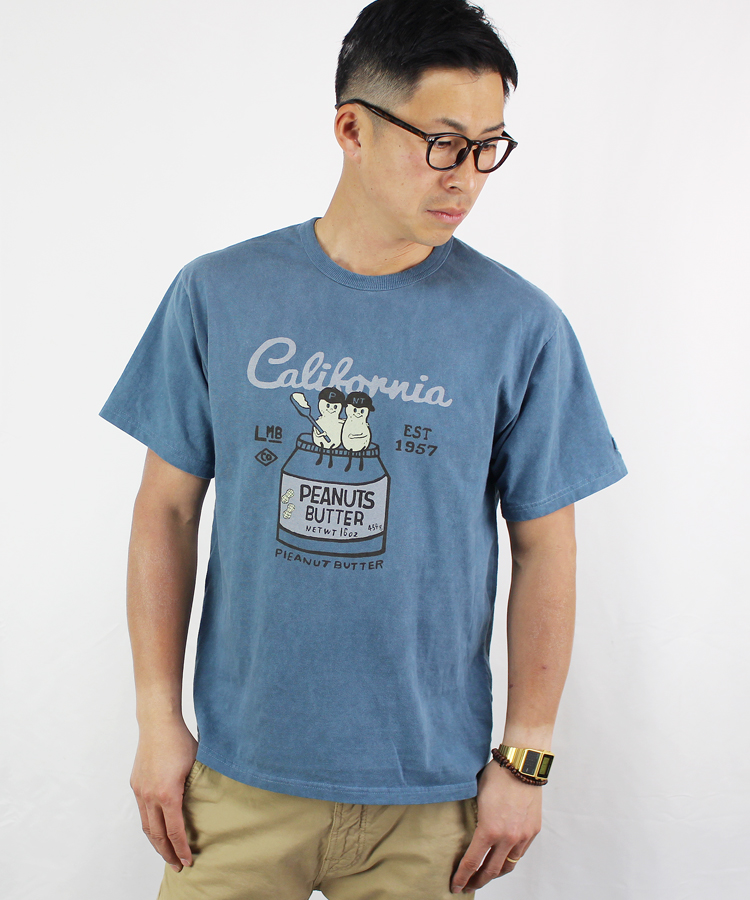 LUMBER 半袖 Tシャツ カリフォルニア ピーナッツ バター 製品染め 後 