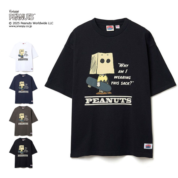peanuts　チャーリーブラウンTシャツ PEANUTS スケートボード NUTMEG ダブルーネーム USAコットン