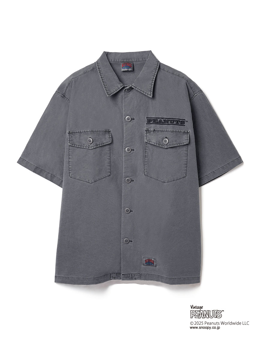 PEANUTS ミリタリー 半袖 シャツ スケートボード NUTMEG ダブルー