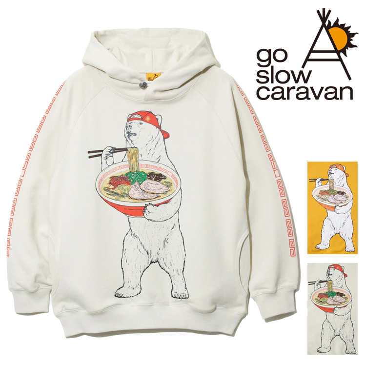 go slow caravan クマ 豚骨ラーメン スウェット パーカー アニマル 