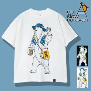 go slow caravan 白クマ 缶ビール 半袖 Tシャツ カットソー クルーネック トップス...