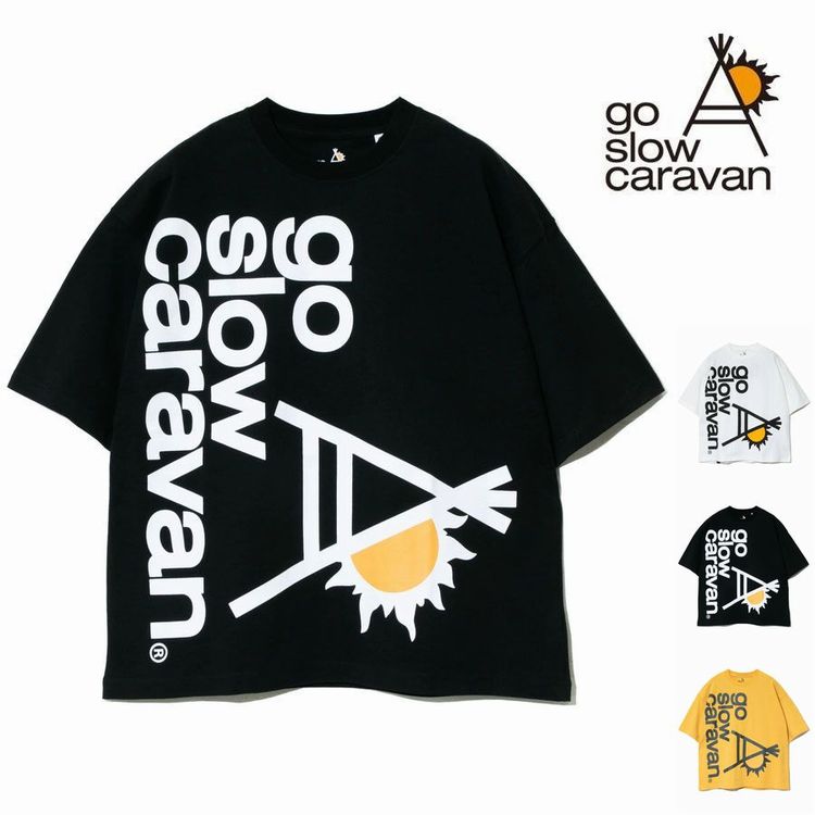 go slow caravan ドデカ ロゴ プリント 半袖 Tシャツ ビッグシルエット クルーネッ...