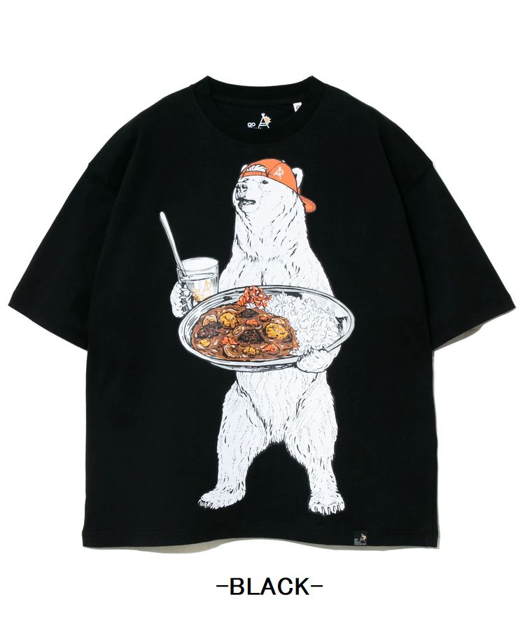 go slow caravan カレーライス クマ プリント 半袖 Tシャツ 白熊 go slow caravan カレーライス クマ プリント 半袖 Tシャツ 白熊