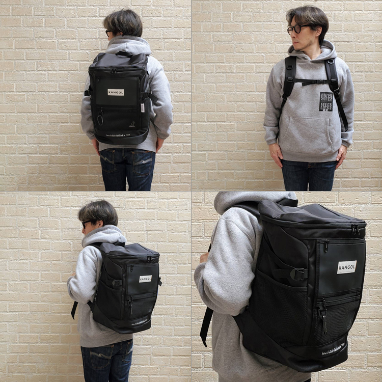 KANGOL 大容量 ボックス リュック カンゴール カンガルー ロゴ リュックサック バックパック スクールバッグ シンプル カジュアル メッシュポケット ロゴ 30L 38200 38200-i.jpg