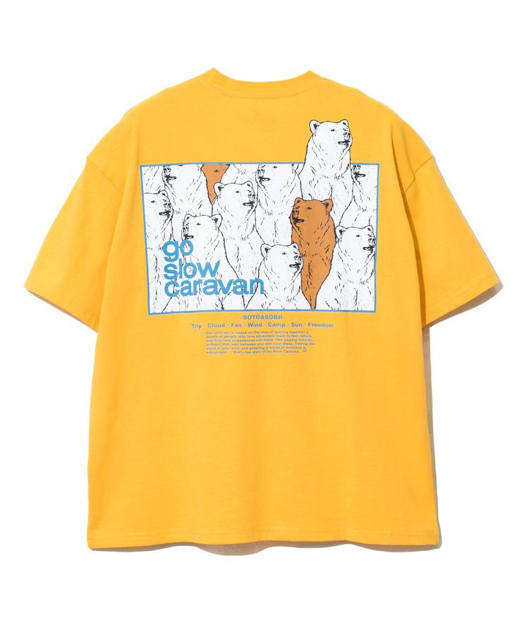 go slow caravan 半袖 Tシャツ ネコ ゾウ クマ バックプリント アニマル プリント...