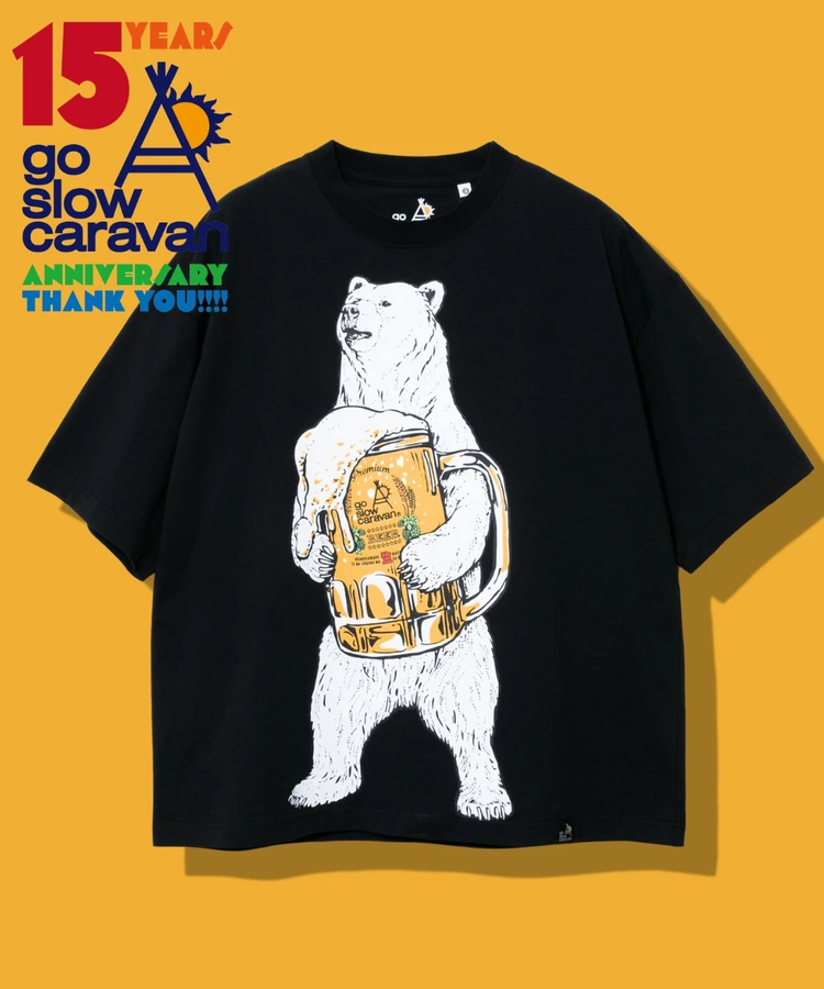 go slow caravan 半袖 Tシャツ ビール クマ ビールジョッキ プリント