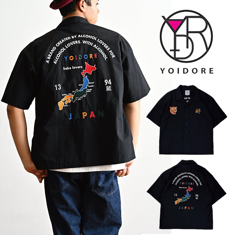YOIDORE ヨイドレ スーベニア 刺繍 半袖 シャツ オープンカラー YOIDORE ヨイドレ スーベニア 刺繍 半袖 シャツ オープンカラー