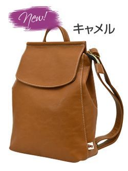 YES キャメルレザー調 リュックサック フラップポケットタッセル付 913111aa.jpg