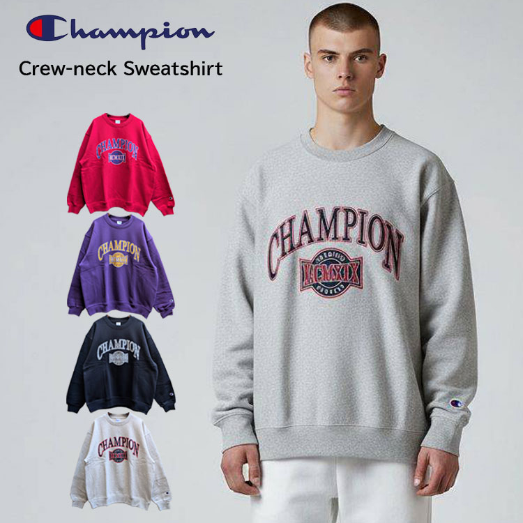 Champion クルーネック スウェットシャツ アクションスタイル ミディアムウェイト 裏起毛仕様 ルーズフィット 男女兼用 ユニセックス c3-a017 ACTION STYLE 【特別価格】 Champion クルーネック スウェットシャツ