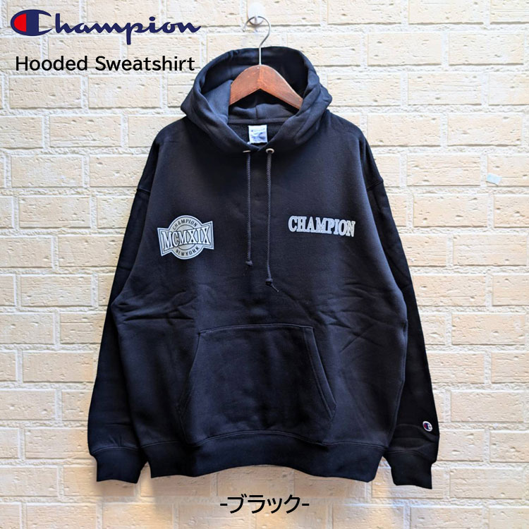 Champion フーデッド スウェットシャツ アクションスタイル 袖 ロゴ 刺繍 胸 プリント ルーズフィット 裏起毛仕様 スーパーフリース 男女兼用 ユニセックス c3-a108 Champion（チャンピオン） 【特別価格】 フーデッド スウェットシャツ