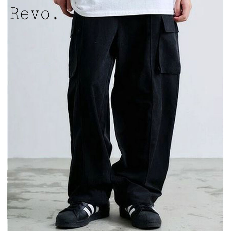 Revo. ポリスウェード ワイド カーゴパンツ 微起毛 イージーパンツ