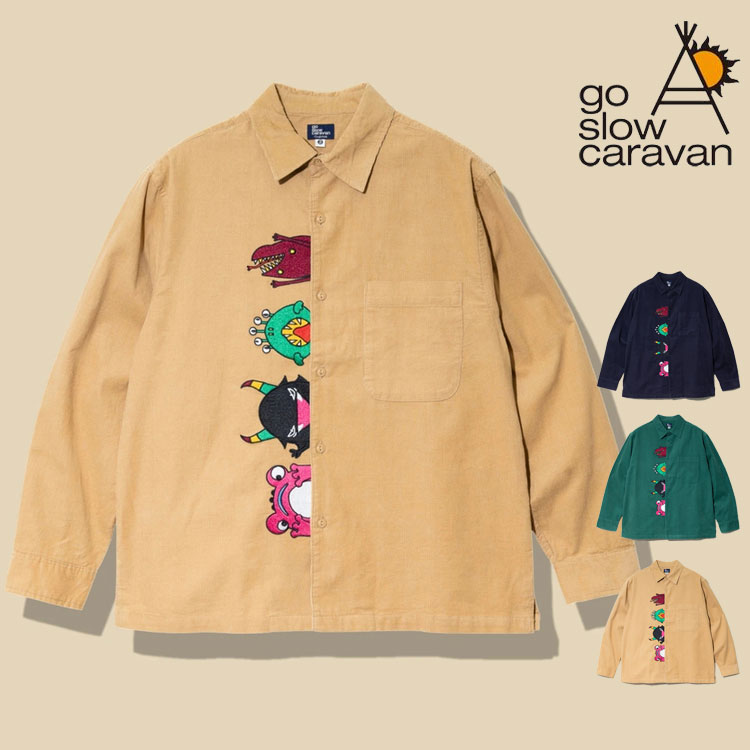 90s OLD VANS コーデュロイ ジャケット ボックスカット シャツ 長袖 go slow caravan コーデュロイ 長袖シャツ 神出鬼没 モンスター 前立て