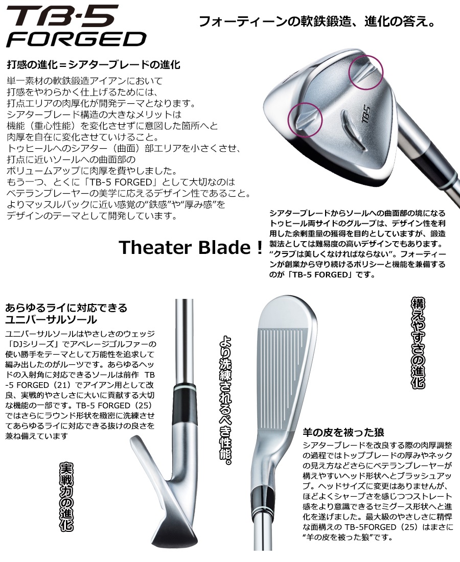 フォーティーン 2025 NEW TB-5 アイアン6〜A 6本 フォーティーン 2025 TB-5 FORGED アイアン(NS PRO ZELOS 6)4本セット