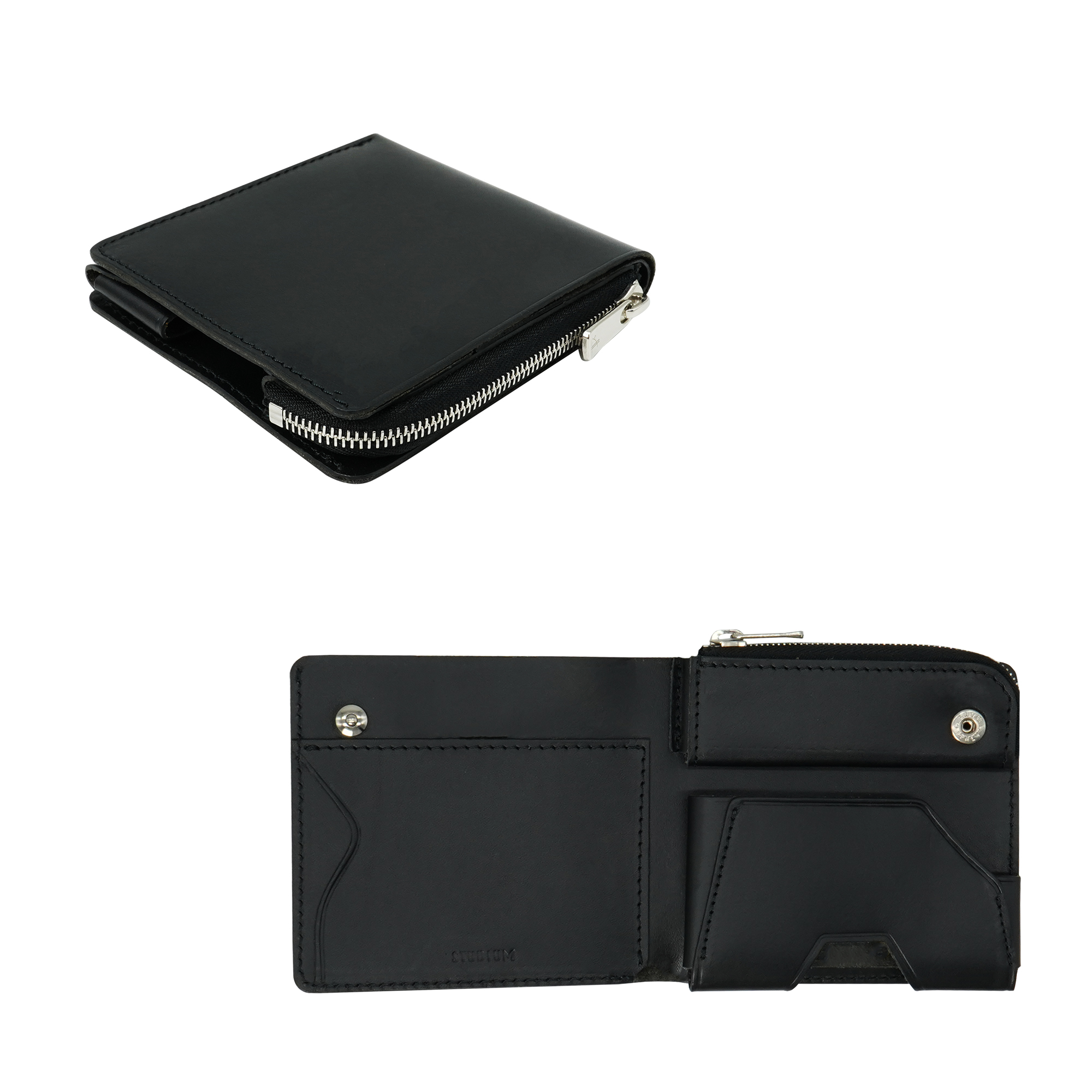 薄い財布 コンパクト ミニ 二つ折り ファスナー 本革 日本製 カード 小銭 お札 メンズ レディース POKET FIT |  | 01