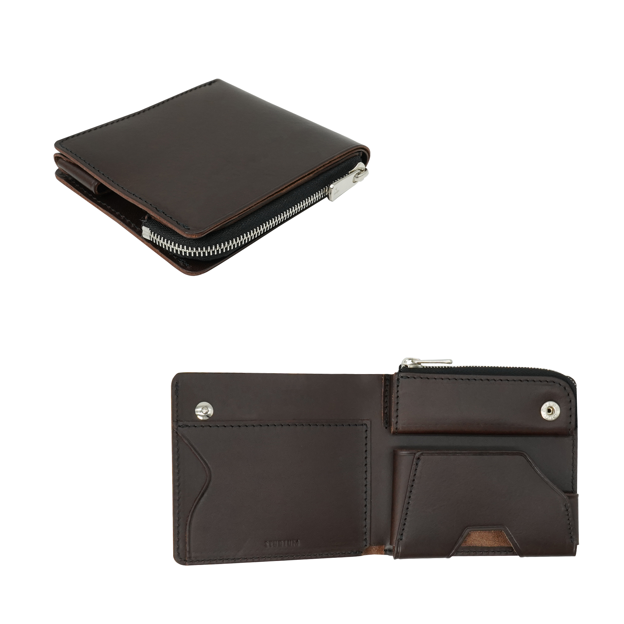 薄い財布 コンパクト ミニ 二つ折り ファスナー 本革 日本製 カード 小銭 お札 メンズ レディース POKET FIT |  | 03