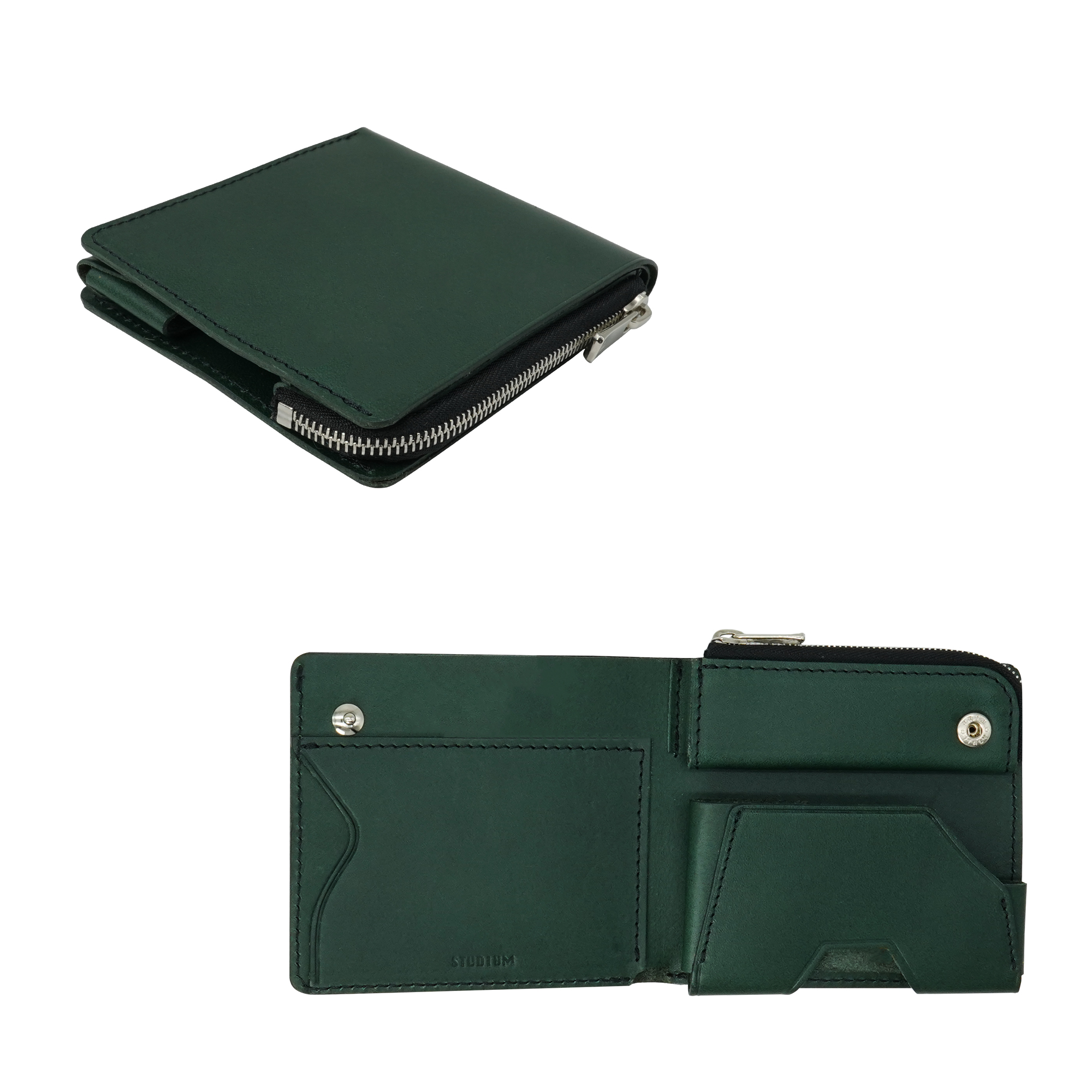 薄い財布 コンパクト ミニ 二つ折り ファスナー 本革 日本製 カード 小銭 お札 メンズ レディース POKET FIT |  | 02