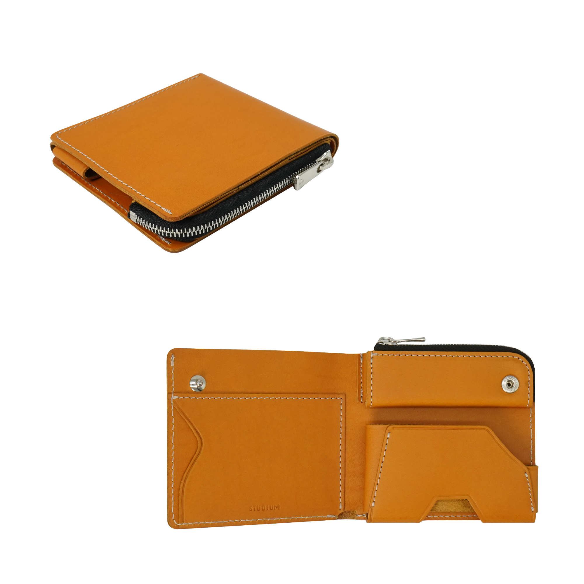 薄い財布 コンパクト ミニ 二つ折り ファスナー 本革 日本製 カード 小銭 お札 メンズ レディース POKET FIT |  | 04