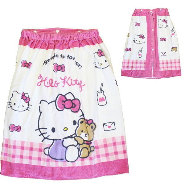 ハロー キティ サンリオ 巻きタオル 60cm ラップタオル スナップボタン