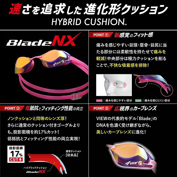 VIEW ビュー Blade NX V250SAM クッション レーシング ゴーグル 水中