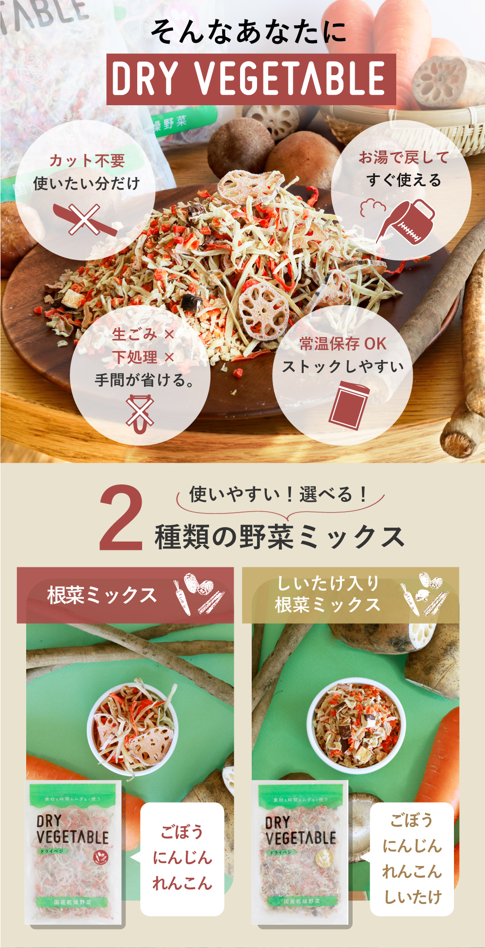 ドライベジタブル 根菜